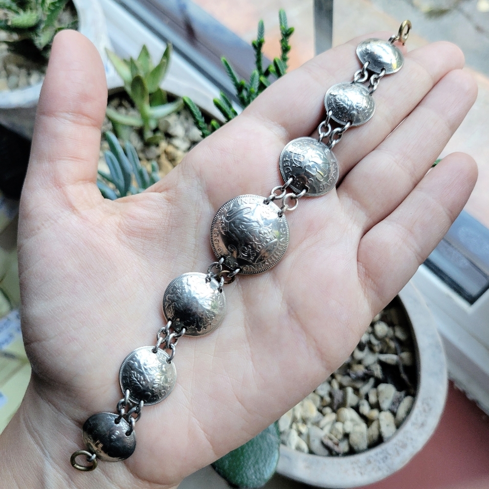Vintage Sixpence Coin Bracelet
